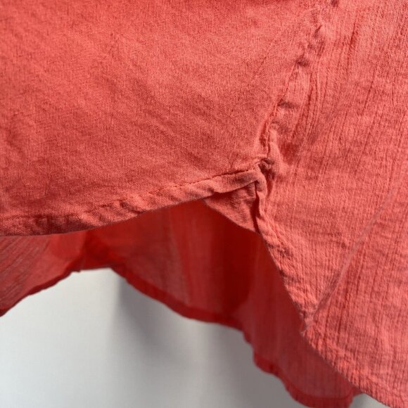 Talbots Women's Blouse Size Large 100% Cotton Coral Roll Tab Long Sleeve Gauzy - Picture 6 of 8